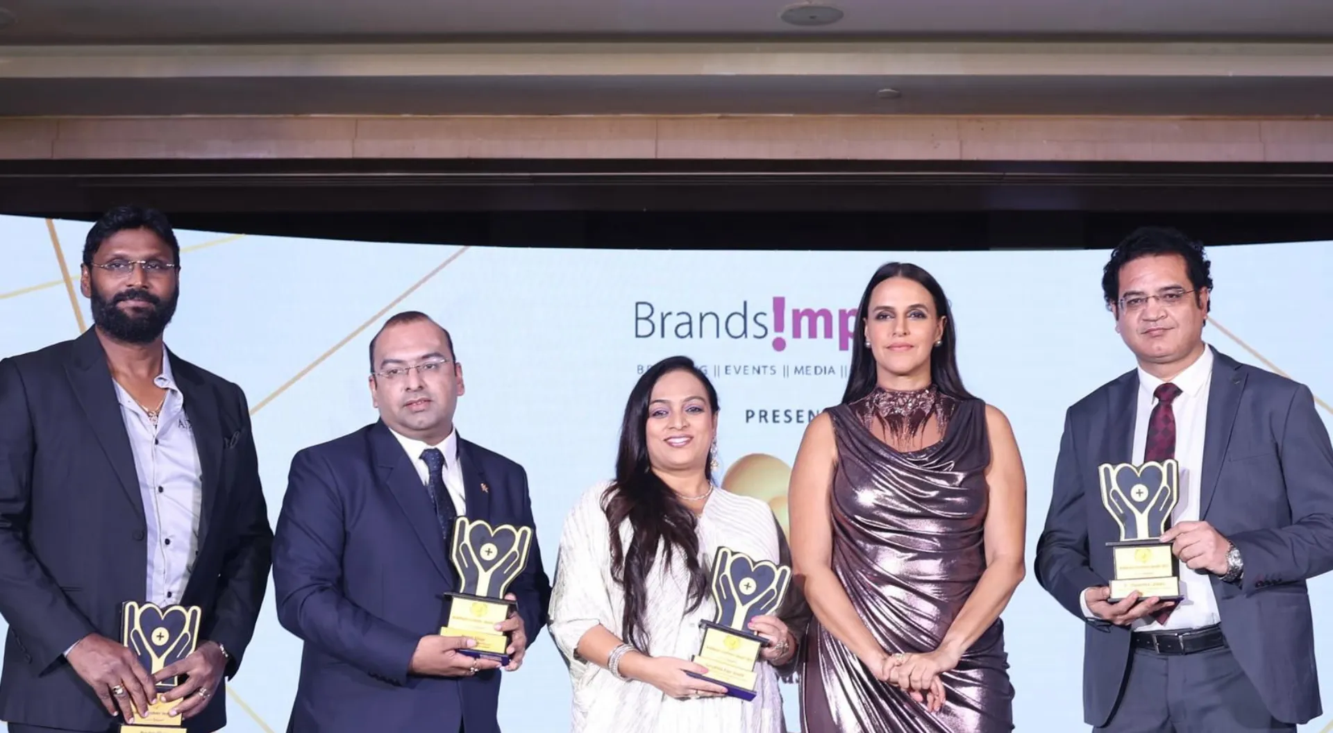 Awards Achivers with Neha Dhupia at Brands impact.